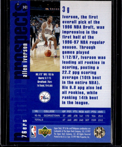 1996-97 SP Allen Iverson Rookie Philadelphia 76ers 00T-s8cir