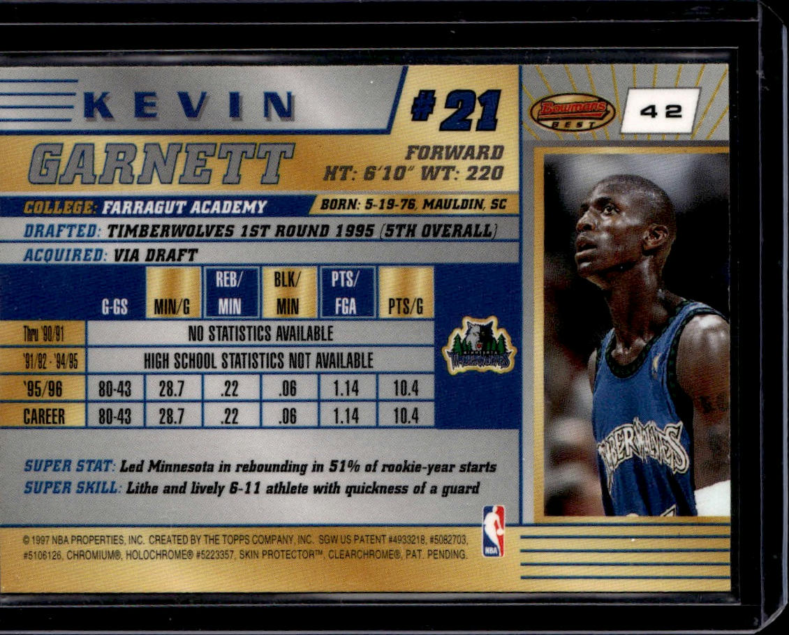 1996-97 Bowman's Best Kevin Garnett Minnesota Timberwolves 00T-s8cj7