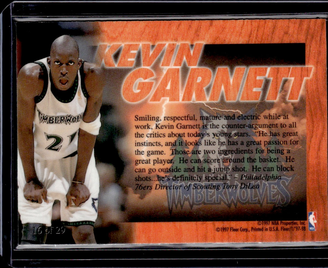 1997-98 Fleer Kevin Garnett Flair Hardwood Leaders Minnesota Timberwolves 00T