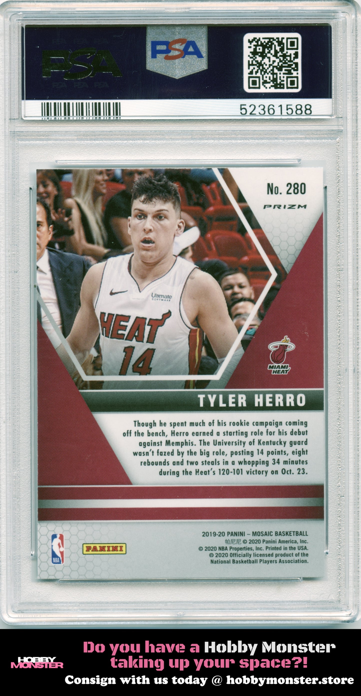 2019-20 Panini Mosaic Tyler Herro Green Prizm Rookie Miami Heat PSA 10 001-sozdr
