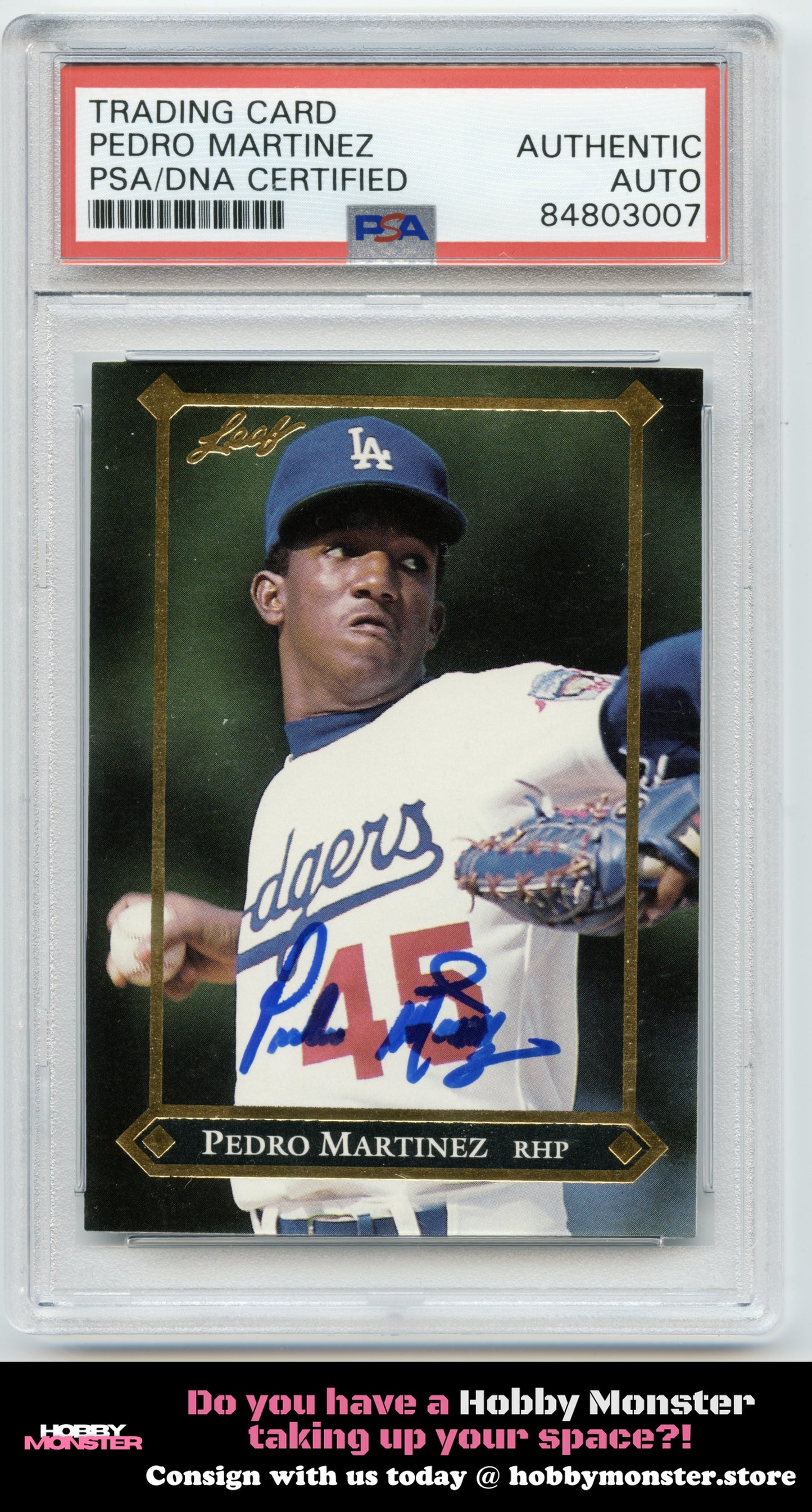1992 Leaf Pedro Martinez Gold Rookie Auto Dodgers PSA Authentic 001
