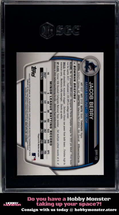 2023 Bowman 1st Edition Jacob Berry Prospect SGC 10 001