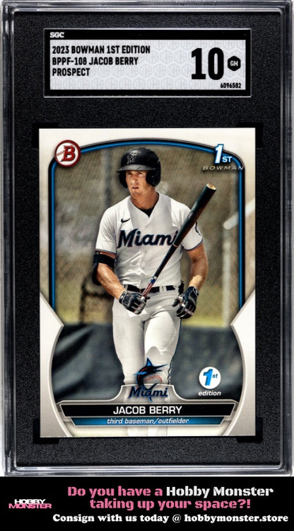 2023 Bowman 1st Edition Jacob Berry Prospect Miami Marlins SGC 10 001-sp2p1