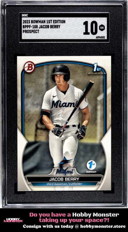 2023 Bowman 1st Edition Jacob Berry Prospect Miami Marlins SGC 10 001-sp2p1