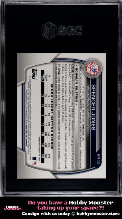 2023 Bowman 1st Edition Spencer Jones Prospect SGC 10 001