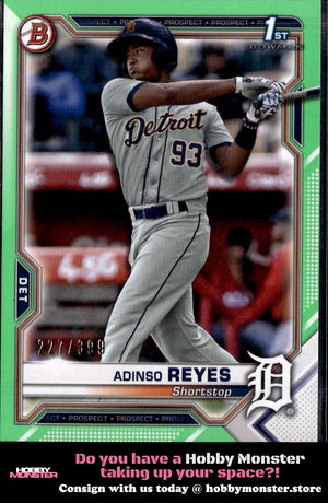 2022 Topps Allen & Ginter Chrome Austin Meadows Green #/99 Detroit Tigers 001
