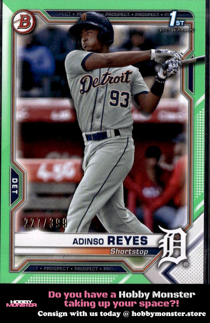 2022 Topps Allen & Ginter Chrome Austin Meadows Green #/99 Detroit Tigers 001