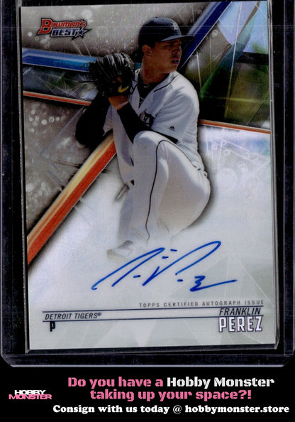 2018 Bowman's Best Franklin Perez Refractor Auto Detroit Tigers 001
