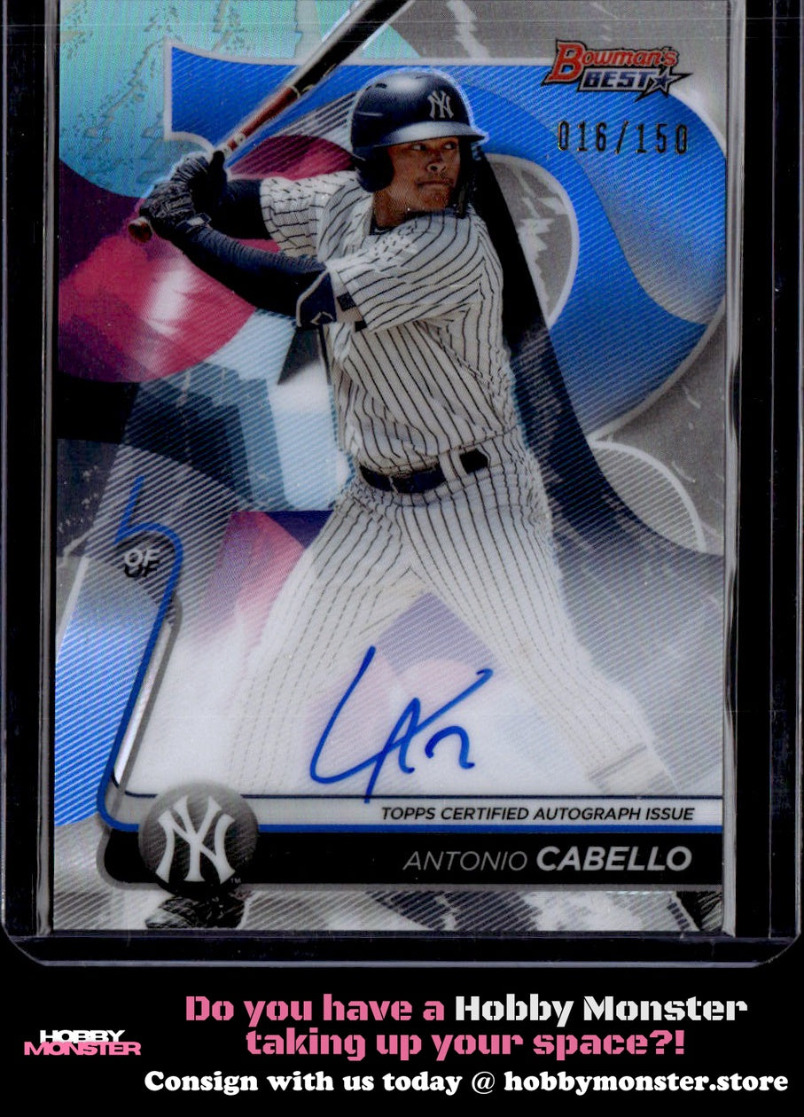 2020 Bowman's Best Antonio Cabello Blue Auto #/150 New York Yankees
