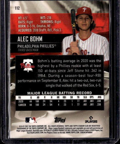 2021 Stadium Club Chrome Alec Bohm 1991 Design Variation Phillies 001