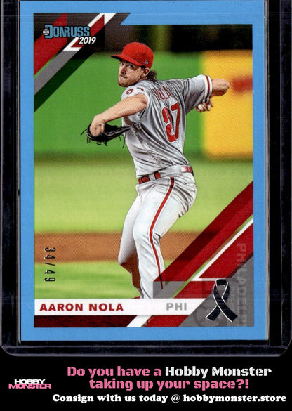 2019 Donruss Aaron Nola Father's Day Ribbon #/49 Philadelphia Phillies 001-t2o5f