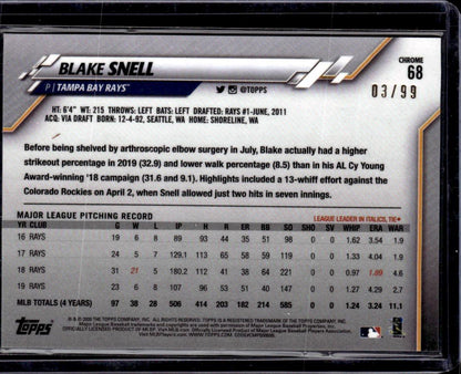 2020 Topps Chrome Blake Snell Green Refractor #/99 Tampa Bay Rays 001-t2o5k
