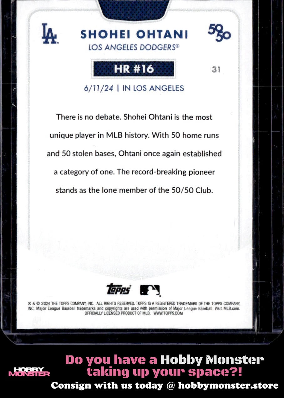 2024 Topps 50/50: Shohei Ohtani HR #16 31 Los Angeles Dodgers 005