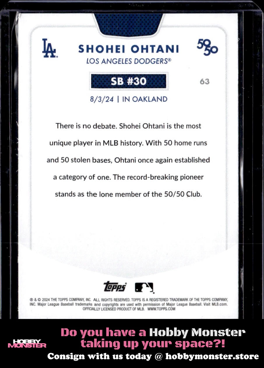 2024 Topps 50/50: Shohei Ohtani SB #30 63 Los Angeles Dodgers 005