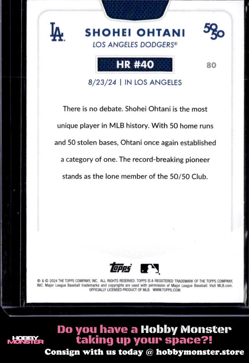 2024 Topps 50/50: Shohei Ohtani HR #40 80 Los Angeles Dodgers 005