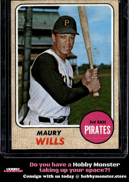 1968 Topps Maury Wills Pittsburgh Pirates 005-tmusa