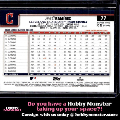 2025 Topps José Ramírez Silver Crackle Foilboard Cleveland Guardians 005-tmusg