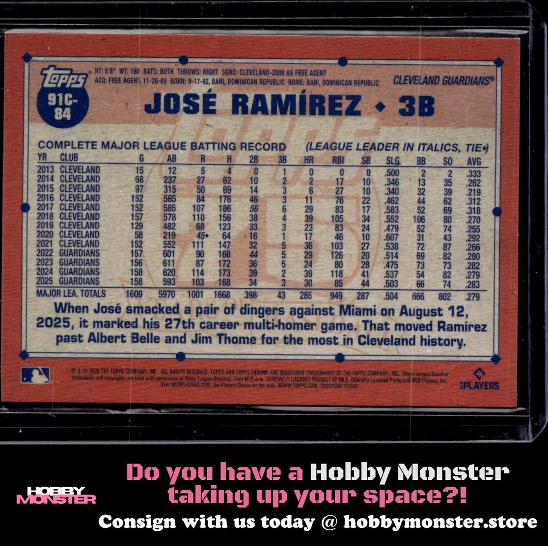 2026 Topps José Ramírez 1991 Chrome Mojo Cleveland Guardians