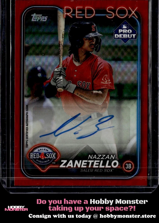 2024 Topps Pro Debut Nazzan Zanetello Autographs Red Auto #/10 Salem Red Sox|108