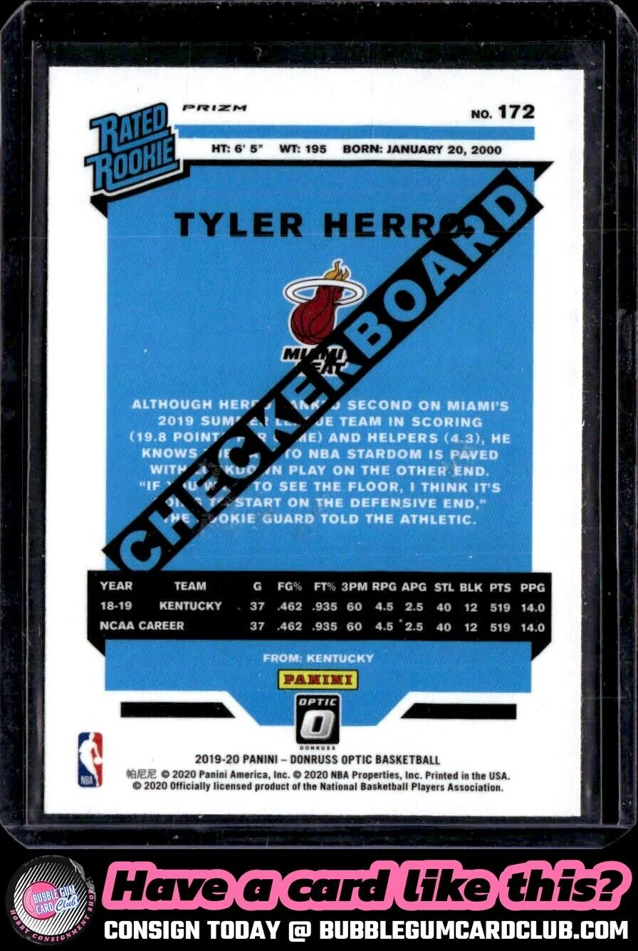 2019-20 Donruss Optic Tyler Herro Checkerboard Rookie Prizm Miami Heat|1771