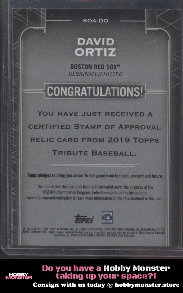 2019 Tribute David Ortiz Stamp of Approval Relics Green #/99 Boston Red Sox|101