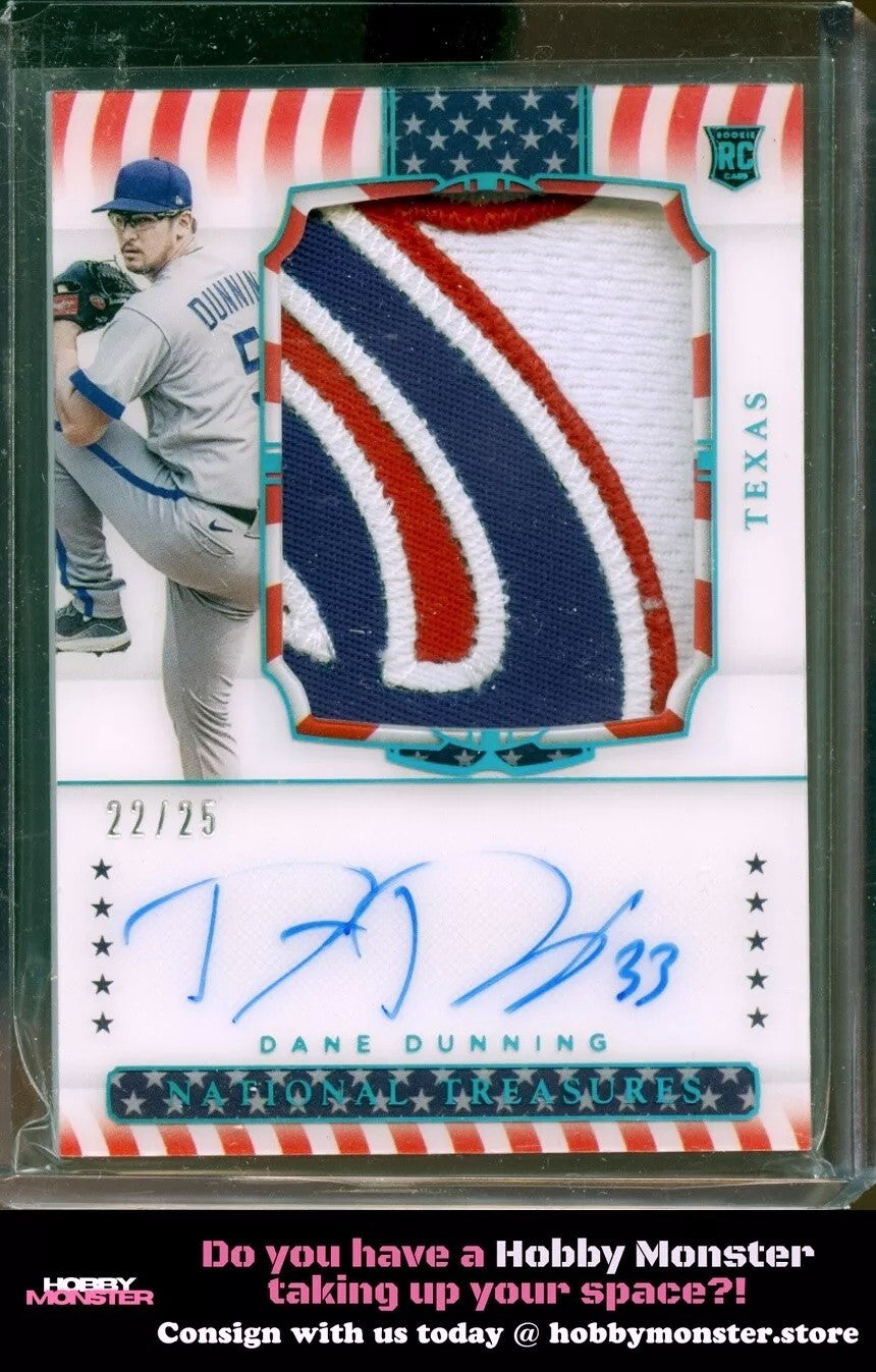 2021 Panini National Treasures Dane Dunning RC Stars & Stripes Auto #/25 Rangers|122