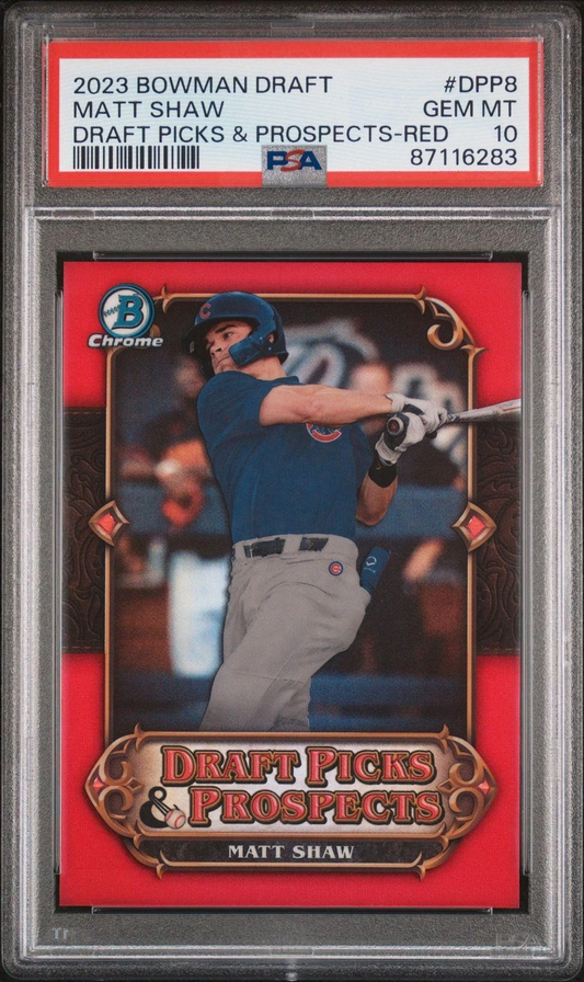 2023 Bowman Draft Picks & Prospects Matt Shaw Red Chicago Cubs PSA 10