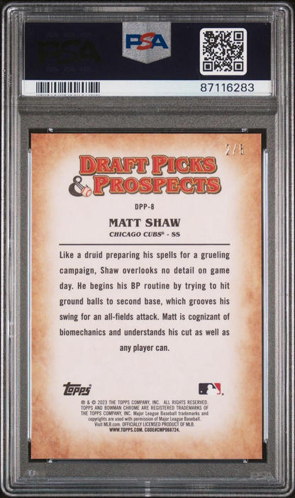 2023 Bowman Draft Picks & Prospects Matt Shaw Red Chicago Cubs PSA 10