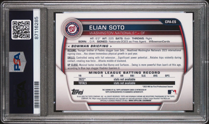 2023 Bowman Draft Elian Soto Chrome Green Lava Auto Nationals PSA 10