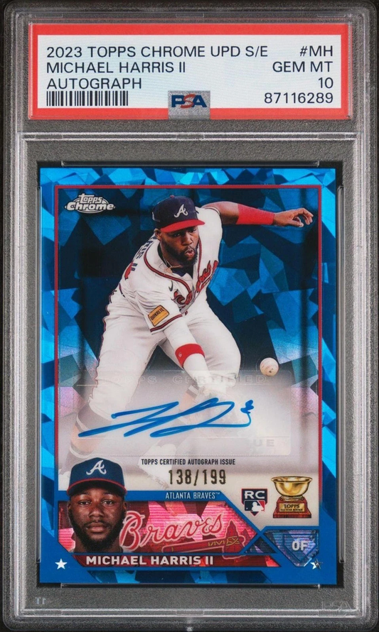 2023 Topps Chrome Update Sapphire Edition Autograph Michael Harris /199 PSA 10