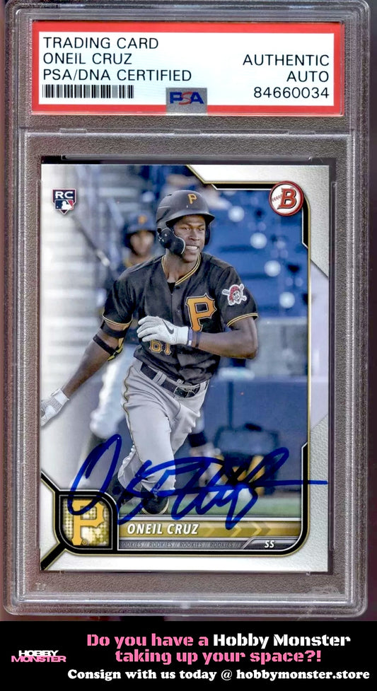 2022 Bowman Oneil Cruz Rookie PSA Authentic Auto Pirates