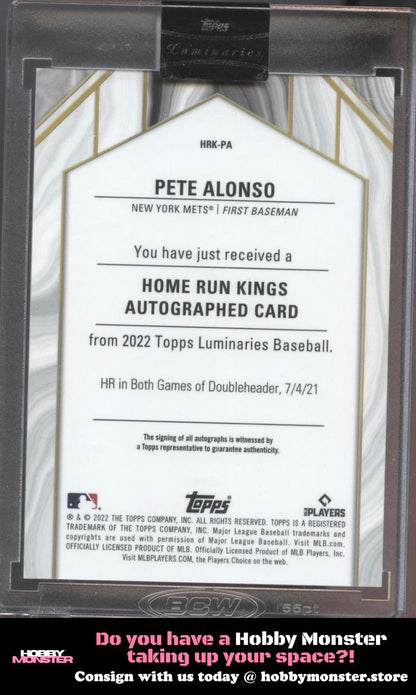 2022 Topps Luminaries Home Run Kings Auto Pete Alonso /15 New York Mets