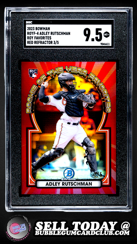 2023 Bowman Chrome Adley Rutschman Rookie RC Red Jersey Number 3/5 Orioles SGC 9.5