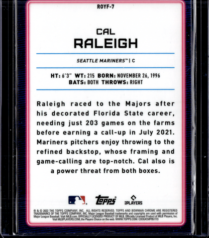 2022 Bowman Cal Raleigh Rookie of the Year Fav RC Seattle Mariners
