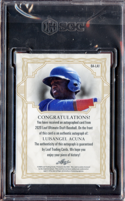 2020 Leaf Ultimate Luisangel Acuna Platinum Spectrum #/50 Texas Rangers SGC 9