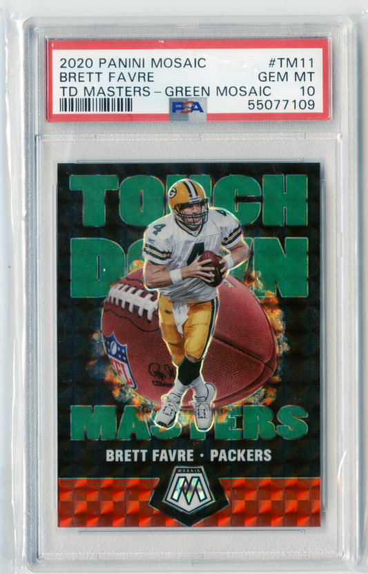 2020 Panini Mosaic Brett Favre Masters Green Packers PSA 10