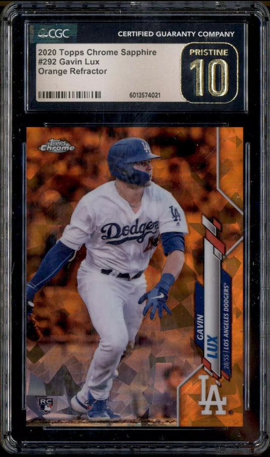 PRISTINE CGC 10: 2020 Topps Chrome Sapphire Gavin Lux Orange Rookie /25