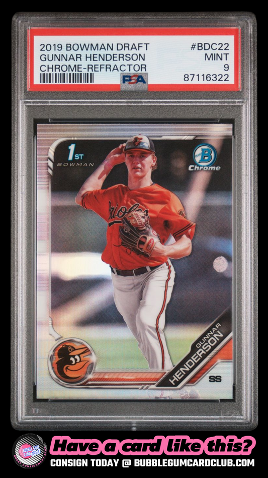 2019 Bowman Chrome Gunnar Henderson 1st Refractor PSA 9 Orioles