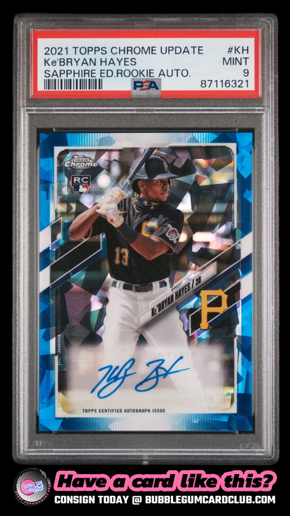 2021 Topps Chrome Update Sapphire Ke'Bryan Hayes Auto Rookie RC PSA 9