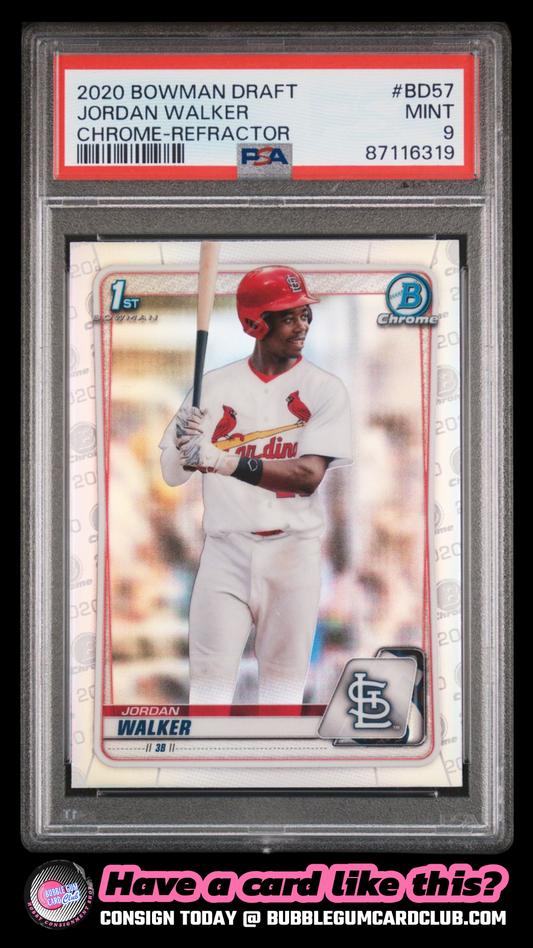 2020 Bowman Draft Jordan Walker 1st Chrome Refractor PSA 9