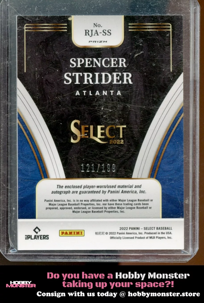2022 Panini Select Spencer Strider Rookie Jersey Holo Auto #/199 Atlanta Braves|119