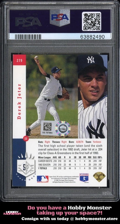 1993 Upper Deck SP Derek Jeter Foil Auto 96 AL ROY Yankees PSA Authentic|93