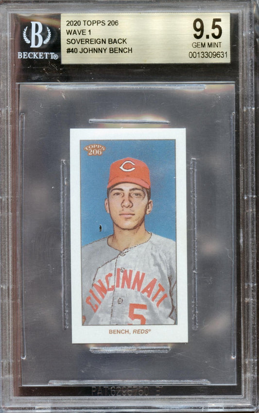 2020 Topps 206 Johnny Bench Wave 1 Sovereign Back Reds BGS 9.5|86