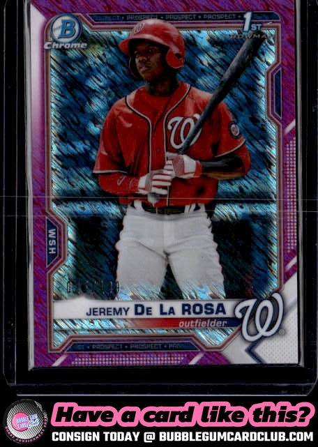 2021 Bowman Jeremy De La Rosa Fuchsia Shimmer /199 Nationals