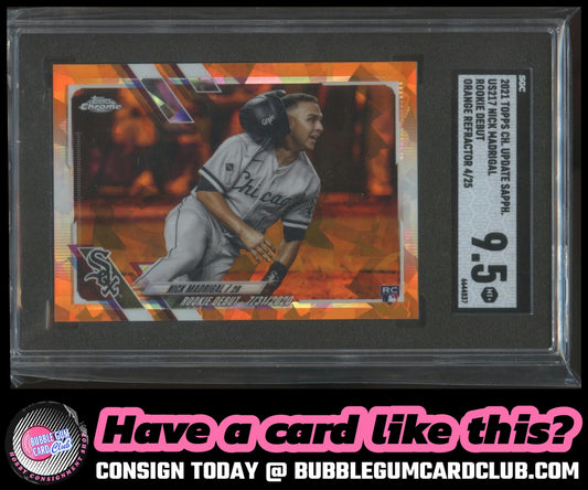 2021 Topps Chrome Sapphire Nick Madrigal Orange /25 Cubs White Sox SGC 9.5