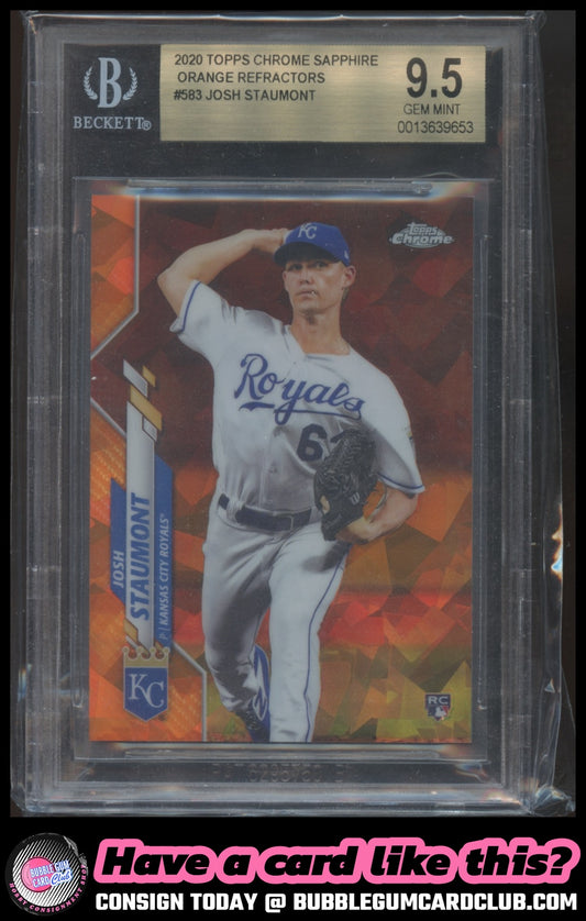 2020 Topps Chrome Sapphire Josh Staumont Orange Refractor /25 Royals BGS 9.5