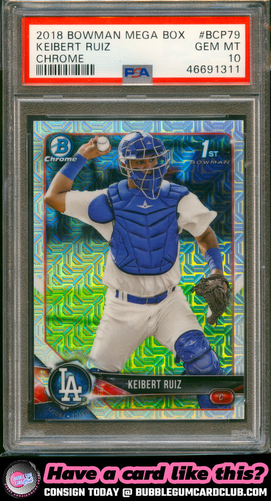 2018 Bowman Keibert Ruiz Chrome Mojo Refractor Dodgers PSA 10