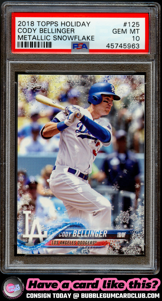 2018 Topps Holiday Cody Bellinger Metallic Snowflake Los Angeles Dodgers PSA 10