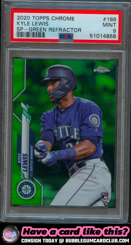 2020 Topps Chrome Kyle Lewis Green Refractor #/99 Seattle Mariners PSA 9