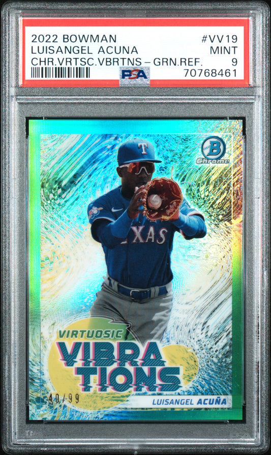 PSA 9 2022 Bowman Luisangel Acuna Virtuosic Vibrations Green /99